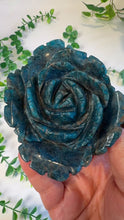 Load and play video in Gallery viewer, Blue Apatite Flower Carving
