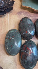 Load and play video in Gallery viewer, Bloodstone Palmstone|Consciously Sourced|Crystal Carving
