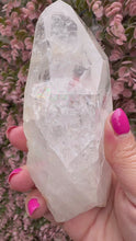 Load and play video in Gallery viewer, Lemurian on Stand from Brazil|Natural Lemurian|Part Polished Lemurian|Statement Crystal|Crystal Decor|Consciously Sourced
