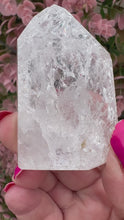 Load and play video in Gallery viewer, Fire and Ice Quartz|Crackle Quartz|Crystals from Brazil|Point|Tower|Ethically Sourced|Crystal Healing
