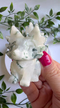 Load and play video in Gallery viewer, Hand Carved Moss Agate Nine Tail Fox
