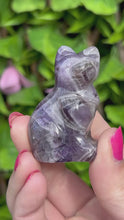 Load and play video in Gallery viewer, Chevron Amethyst Cat Carving|Dream Amethyst Cat Carving|Ethically Sourced|Carvings|Natural Amethyst
