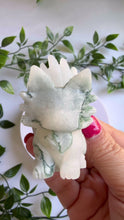Load and play video in Gallery viewer, Hand Carved Moss Agate Nine Tail Fox
