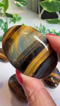 Load and play video in Gallery viewer, Tiger’s Eye Palm Stones|Strength &amp; Protection
