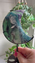 Load and play video in Gallery viewer, Feather Fluorite Moon on Custom Stand
