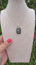 Load and play video in Gallery viewer, Preseli Bluestone Oblong Necklace set in 925 Silver on 18 inch Trace Chain
