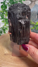 Load and play video in Gallery viewer, Black Tourmaline on Gold Stand from Brazil
