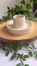 Load and play video in Gallery viewer, Cream Ribbed Ceramic Smudge Bowl

