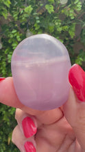 Load and play video in Gallery viewer, Lilac Fluorite|Lavender Fluorite|Yttrium Fluorite Palm Stone
