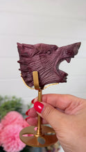 Load and play video in Gallery viewer, Mookaite Jasper Wolf Head with custom stand|Hand Carved
