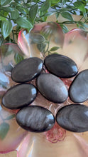 Load and play video in Gallery viewer, Silver Sheen Obsidian Palm Stones
