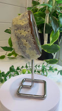 Load and play video in Gallery viewer, Natural Agate Geode on Metal Stand from Brazil
