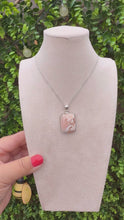 Load and play video in Gallery viewer, Peach Scolecite Oblong Necklace set in 925 Silver on 18 inch Trace Chain
