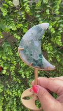 Load and play video in Gallery viewer, Moss Agate Moon on Stand
