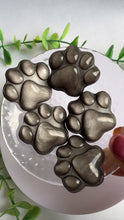 Load and play video in Gallery viewer, Silver Sheen Obsidian Paw Carving
