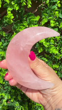 Load and play video in Gallery viewer, Rose Quartz Moon on Custom Gold Stand
