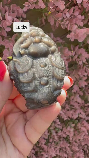 Silver Sheen Obsidian Money Frogs|Three Legged Toads|Prosperity Symbol|Abundance Crystal Gift