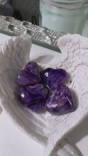 Load and play video in Gallery viewer, Charoite Mini Hearts|Transformation|unconditional love|inner Vision|Cleansing|Self Esteem|Grounding
