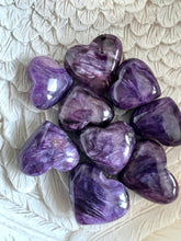 Load image into Gallery viewer, Charoite Mini Hearts|Transformation|unconditional love|inner Vision|Cleansing|Self Esteem|Grounding
